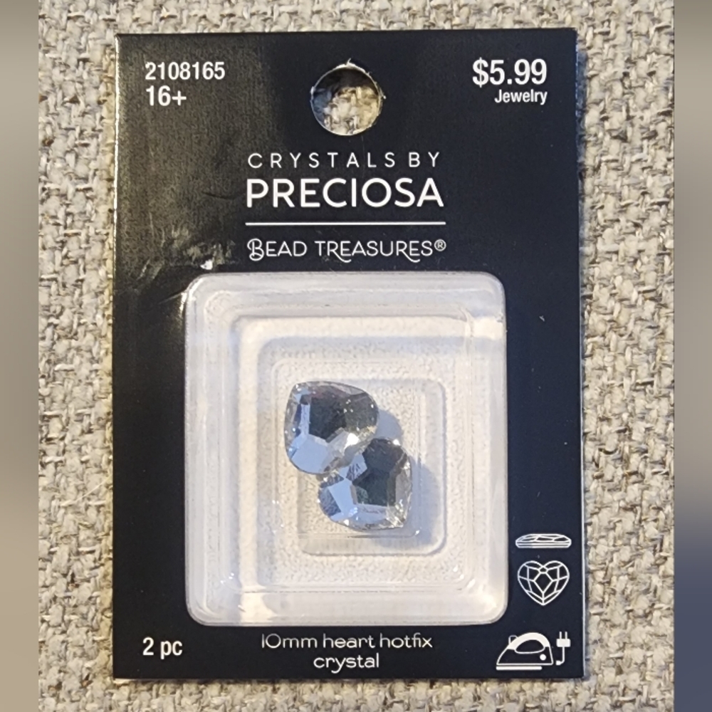 New Crystals By Preciosa 2108165 2 Pc 10mm Heart Hotfix Crystal Flat Back